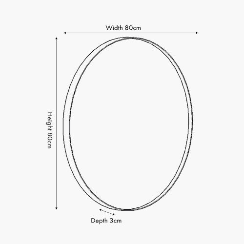 Beau&Co  Brushed Silver Metal Slim Frame Round Wall Mirror Medium