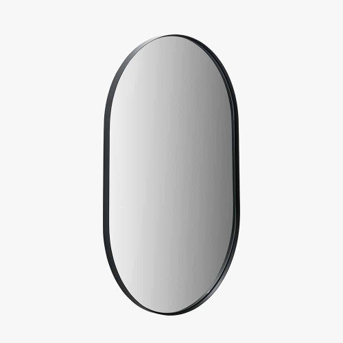 Beau&Co Black Metal Slim Frame Oval Wall Mirror