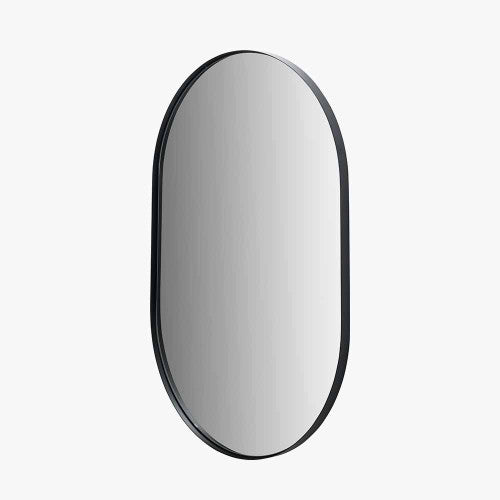 Beau&Co Black Metal Slim Frame Oval Wall Mirror