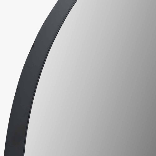 Beau&Co Black Metal Slim Frame Oval Wall Mirror