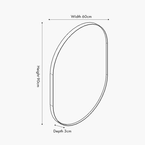 Beau&Co Brushed Silver Metal Slim Frame Oval Wall Mirror