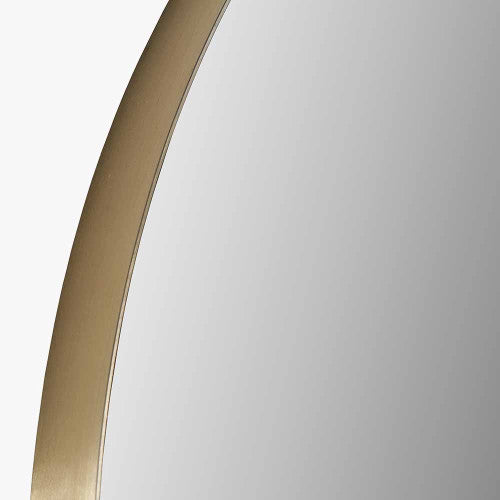 Beau&Co Brushed Gold Metal Slim Frame Arch Floor Mirror