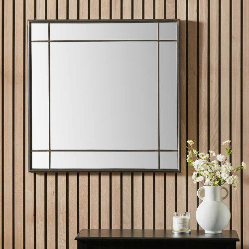 Pacific Lifestyle Antique Bronze Metal Square Wall Mirror