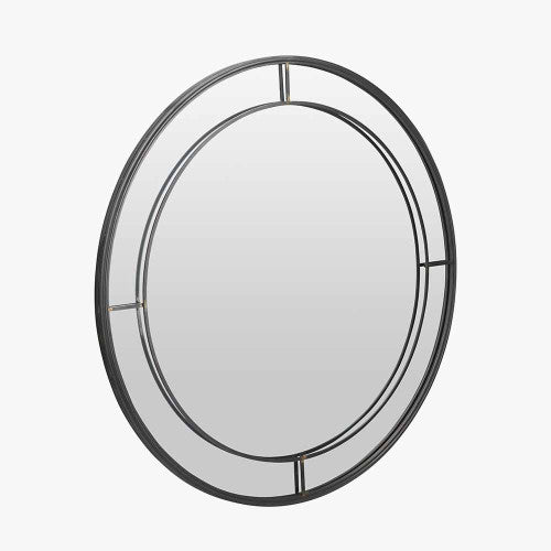 Beau&Co Antique Bronze Metal Round Wall Mirror Large