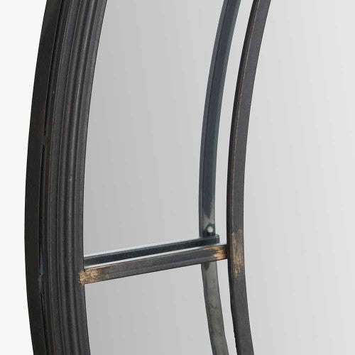 Beau&Co Antique Bronze Metal Round Wall Mirror Large