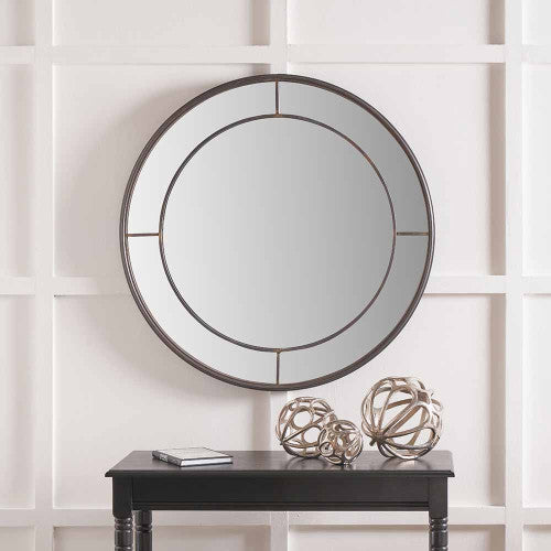 Pacific Lifestyle Antique Bronze Metal Round Wall Mirror