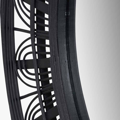 Pacific Lifestyle Black Bamboo Frame Round Wall Mirror