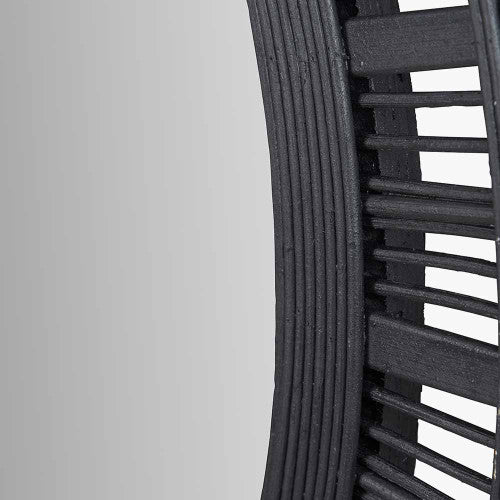Pacific Lifestyle Black Bamboo Frame Round Wall Mirror