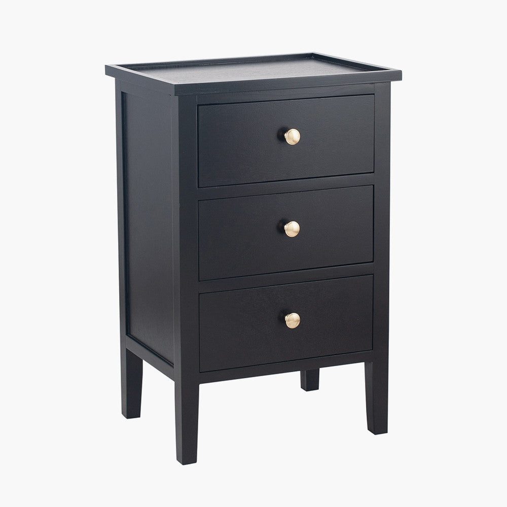 Pacific Lifestyle Chelmsford Satin Black Pine Wood 3 Drawer Unit