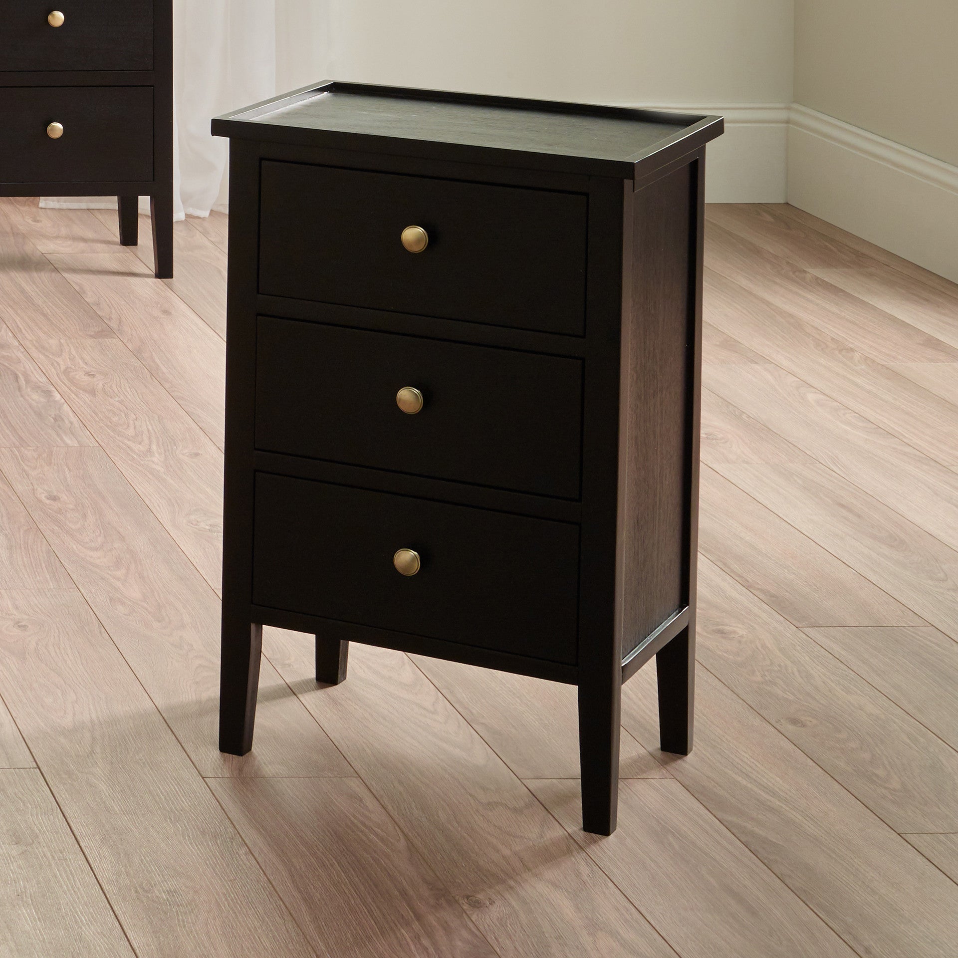 Pacific Lifestyle Chelmsford Satin Black Pine Wood 3 Drawer Unit