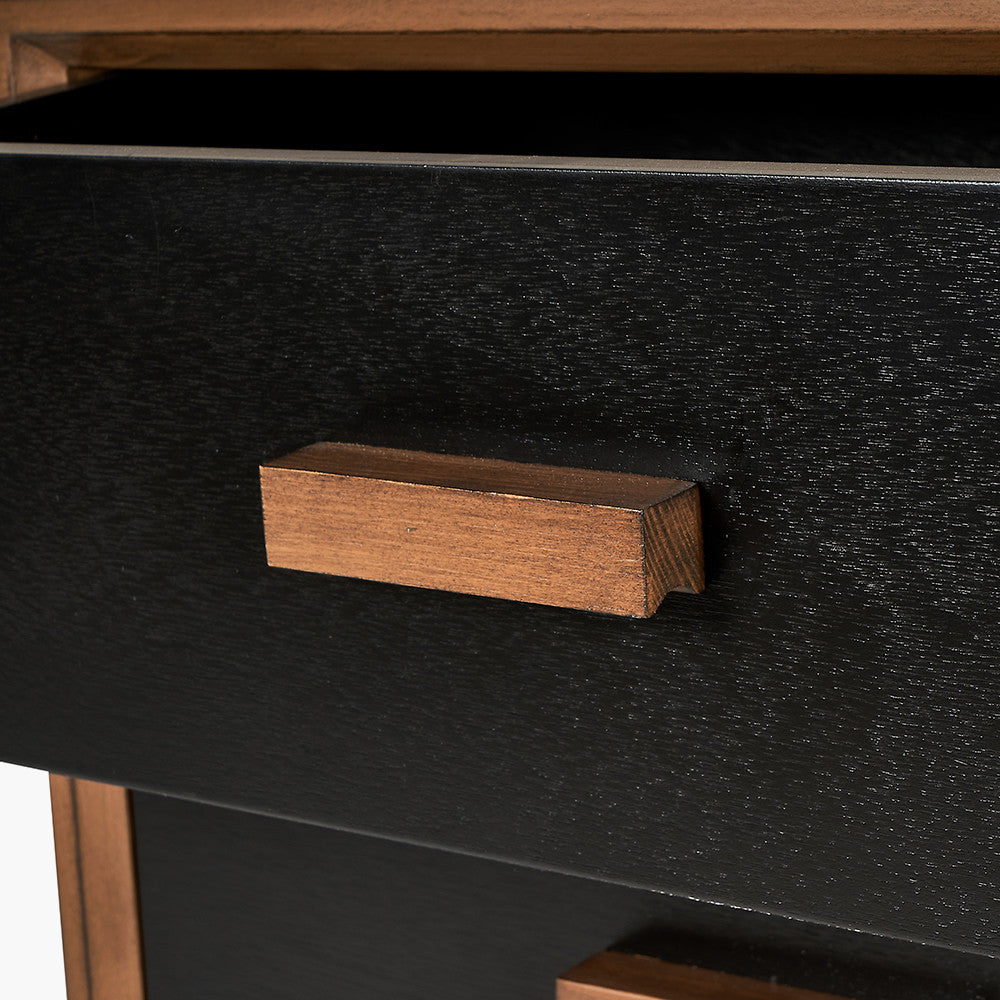 Pacific Lifestyle Klee Black Pine Wood 3 Drawer Bedside