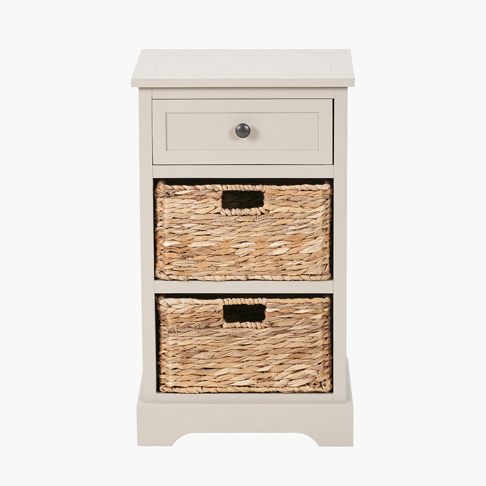 Pacific Lifestyle Devonshire Putty Pine Wood 1 Drawer 2 Basket Unit