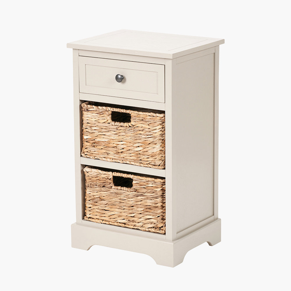 Pacific Lifestyle Devonshire Putty Pine Wood 1 Drawer 2 Basket Unit