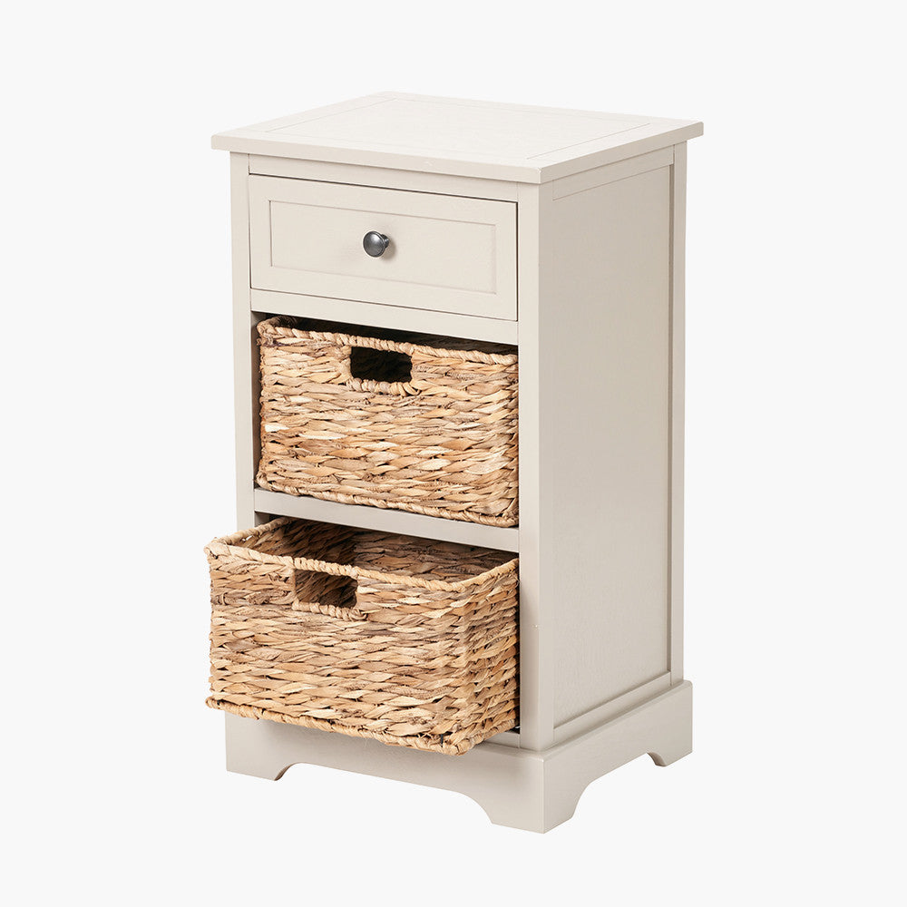Pacific Lifestyle Devonshire Putty Pine Wood 1 Drawer 2 Basket Unit