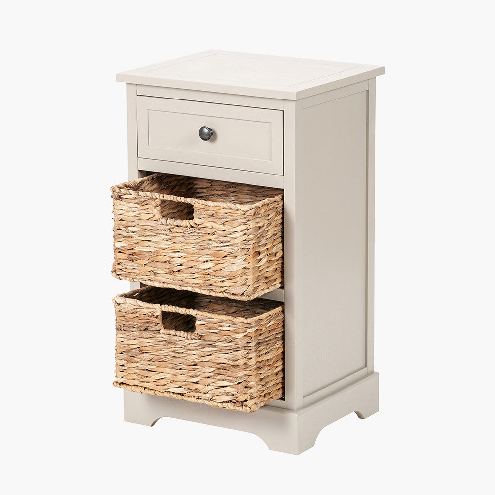 Pacific Lifestyle Devonshire Putty Pine Wood 1 Drawer 2 Basket Unit