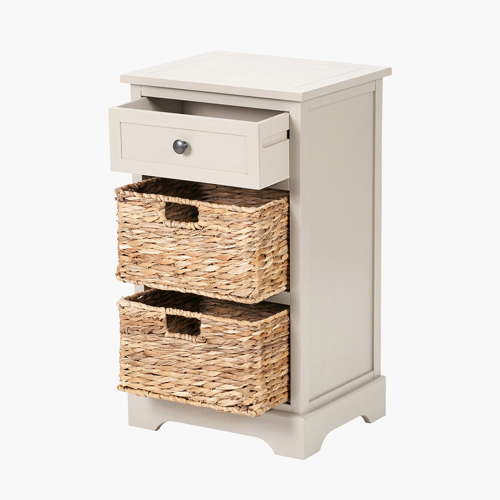 Pacific Lifestyle Devonshire Putty Pine Wood 1 Drawer 2 Basket Unit