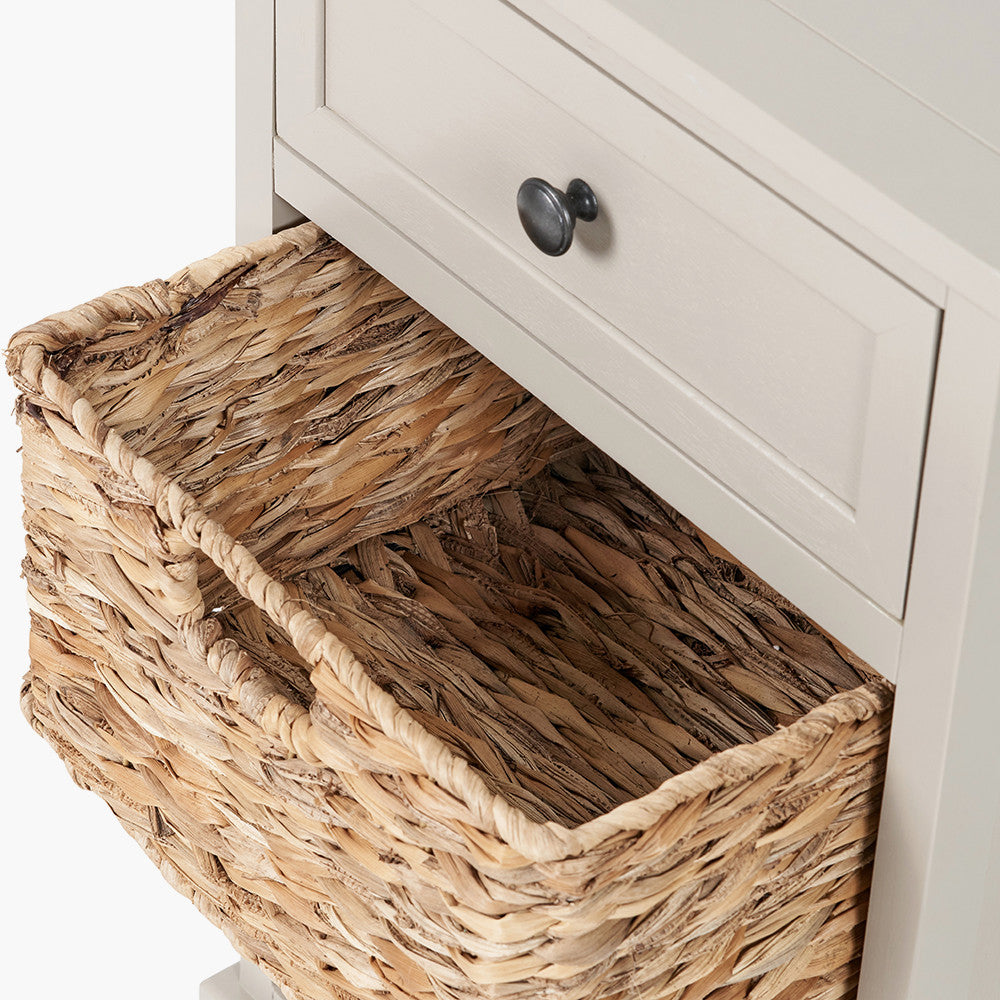 Pacific Lifestyle Devonshire Putty Pine Wood 1 Drawer 2 Basket Unit