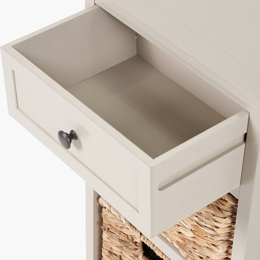 Pacific Lifestyle Devonshire Putty Pine Wood 1 Drawer 2 Basket Unit