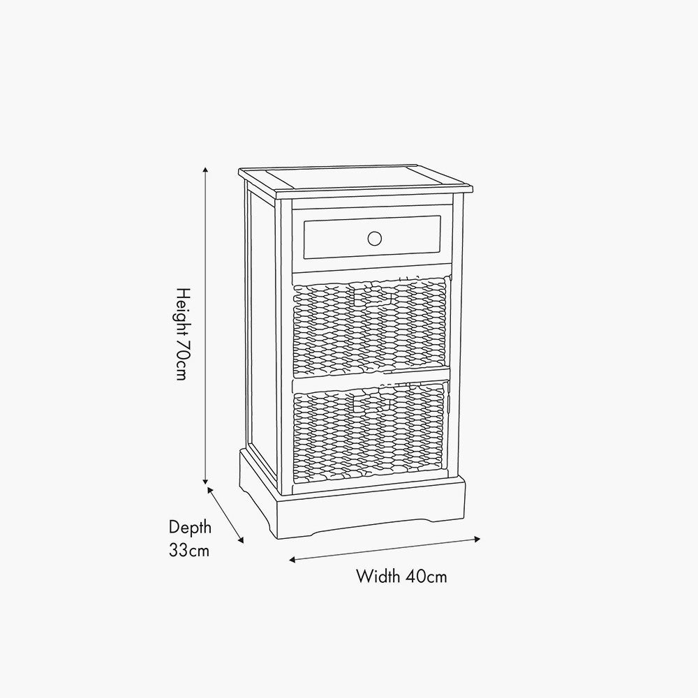 Pacific Lifestyle Devonshire Putty Pine Wood 1 Drawer 2 Basket Unit