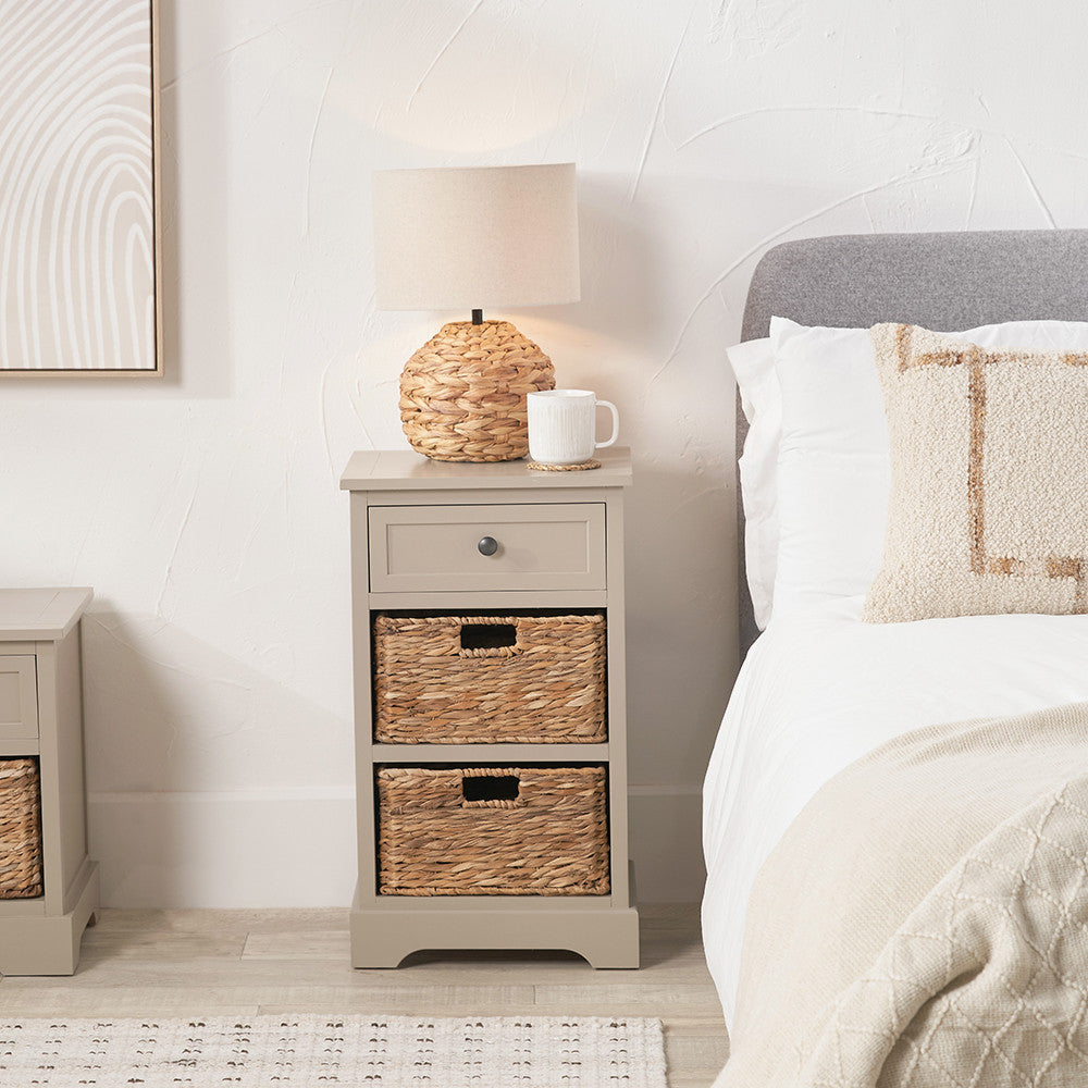 Pacific Lifestyle Devonshire Putty Pine Wood 1 Drawer 2 Basket Unit