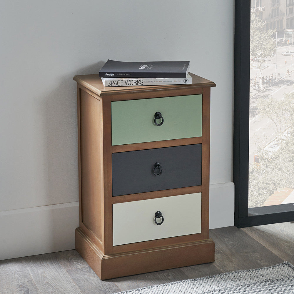 Pacific Lifestyle Loft Sage Multicoloured Pine Wood 3 Drawer Unit