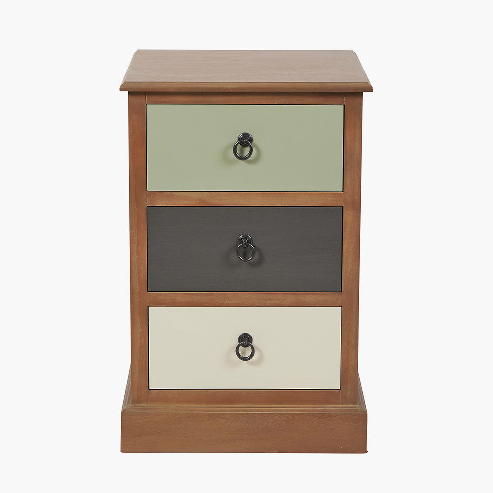 Pacific Lifestyle Loft Sage Multicoloured Pine Wood 3 Drawer Unit