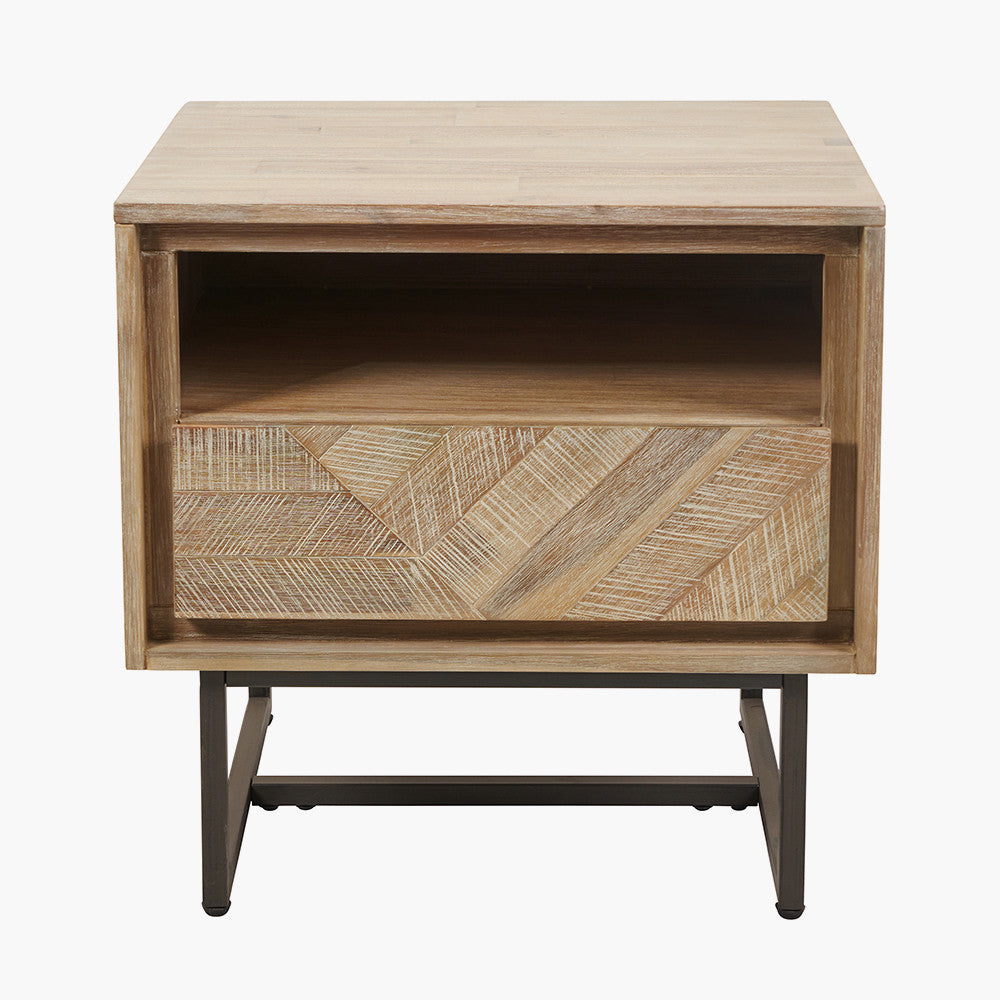 Pacific Lifestyle Marca Sand Wash Acacia Wood 1 Drawer 1 Shelf Unit