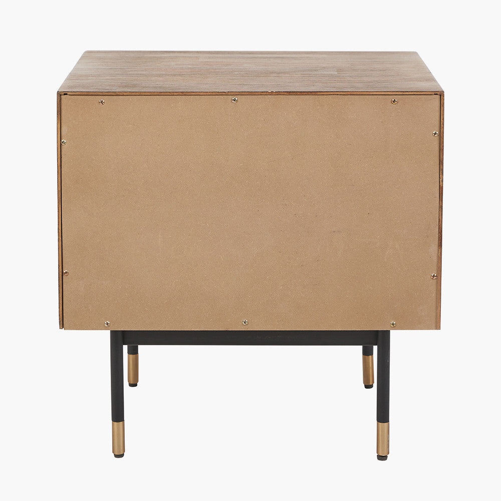 Pacific Lifestyle Arte Dark Brown Acacia Wood and Black Metal Bedside Unit
