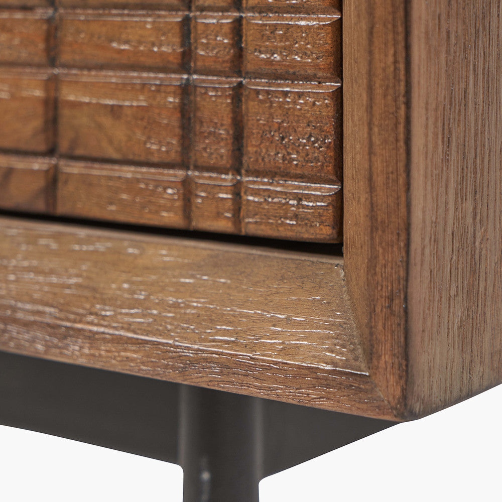 Pacific Lifestyle Arte Dark Brown Acacia Wood and Black Metal Bedside Unit