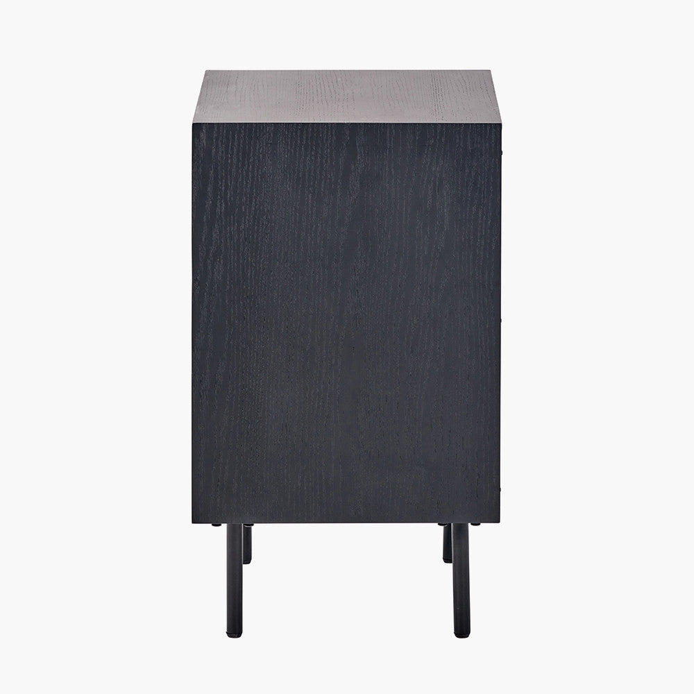 Beau&Co Hailee Black and Natural Chevron Oak and Pine Wood 3 Drawer Unit