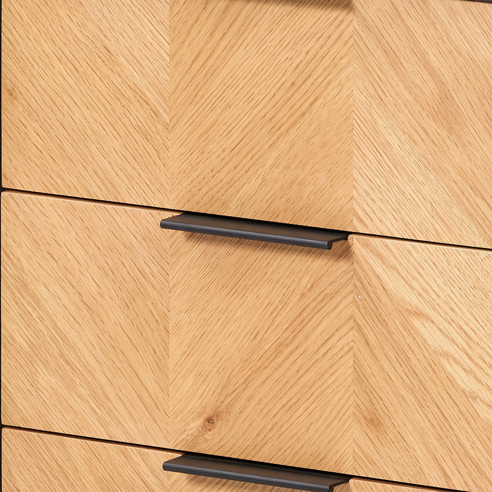 Beau&Co Hailee Black and Natural Chevron Oak and Pine Wood 3 Drawer Unit