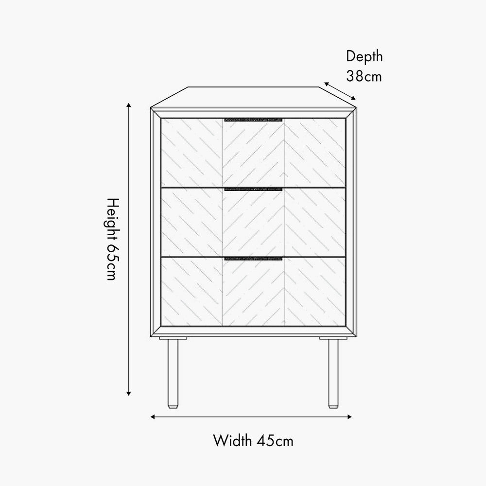 Beau&Co Hailee Black and Natural Chevron Oak and Pine Wood 3 Drawer Unit