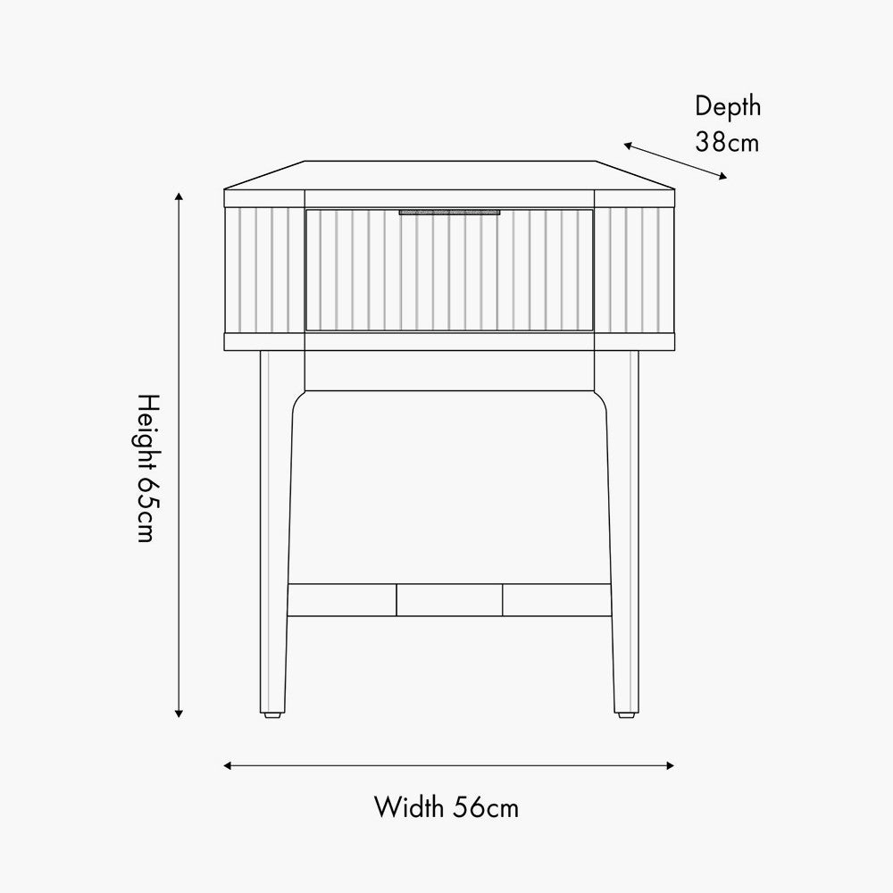 Beau&Co Raie Dark Brown Ribbed Oak and Pine Wood 1 Drawer Unit