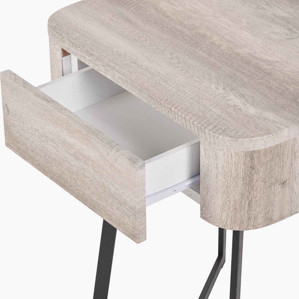 Beau&Co Ukiah Grey Oak Veneer and Black Metal 1 Drawer Unit