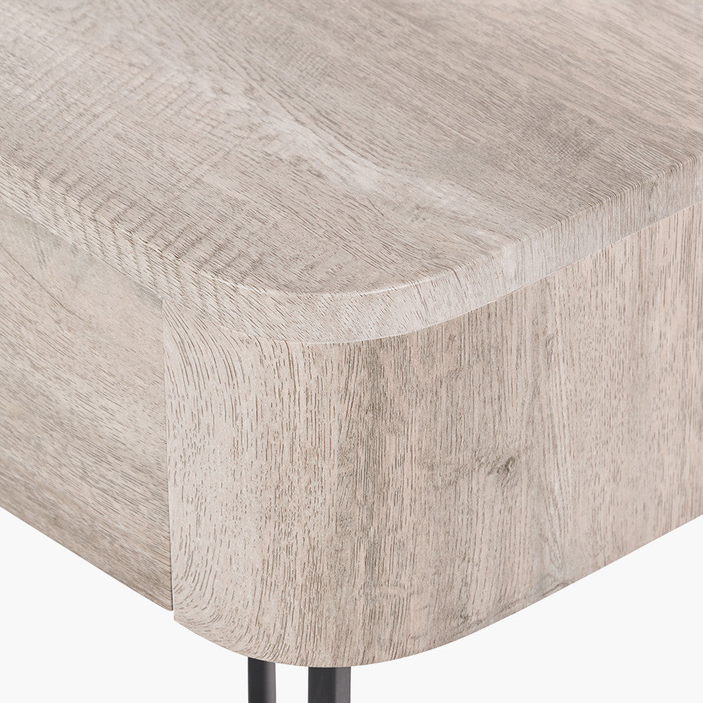 Beau&Co Ukiah Grey Oak Veneer and Black Metal 1 Drawer Unit