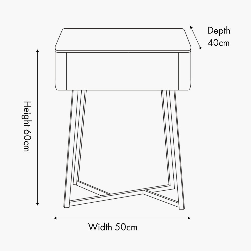 Beau&Co Ukiah Grey Oak Veneer and Black Metal 1 Drawer Unit