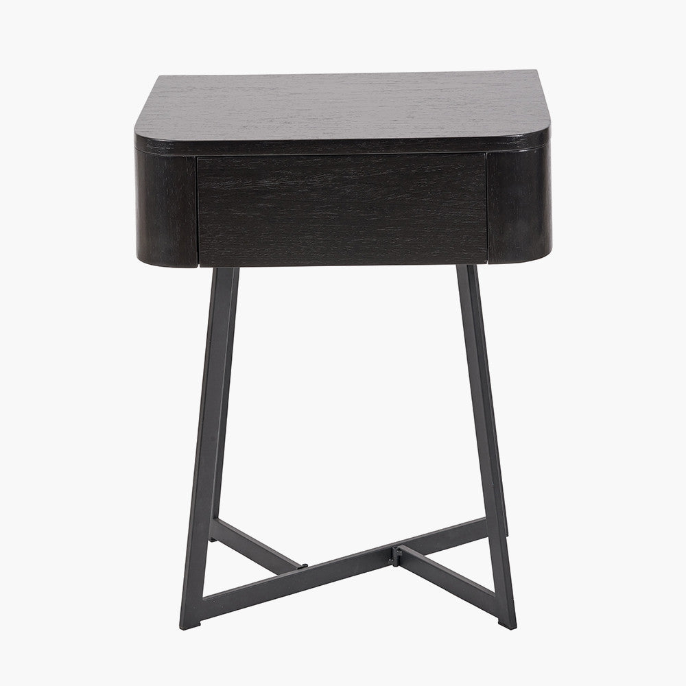 Pacific Lifestyle Ukiah Black Ash Veneer and Black Metal 1 Drawer Unit
