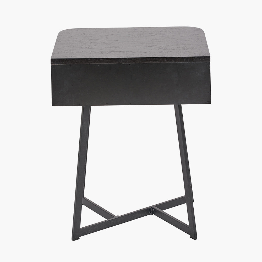 Pacific Lifestyle Ukiah Black Ash Veneer and Black Metal 1 Drawer Unit