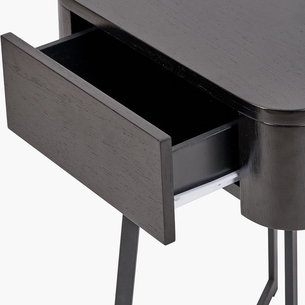 Pacific Lifestyle Ukiah Black Ash Veneer and Black Metal 1 Drawer Unit