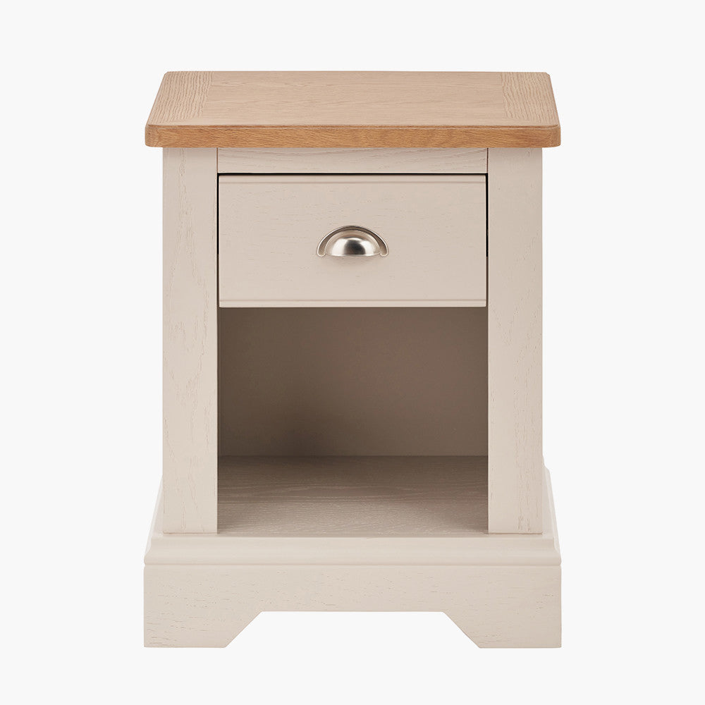 Pacific Lifestyle Fairford Parchment White Pine and Oak Wood 1 Drawer Unit