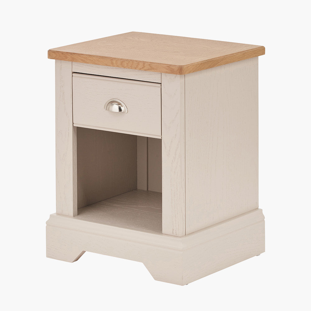 Pacific Lifestyle Fairford Parchment White Pine and Oak Wood 1 Drawer Unit