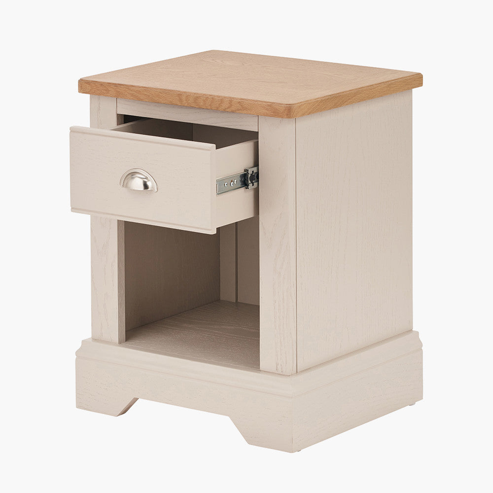Pacific Lifestyle Fairford Parchment White Pine and Oak Wood 1 Drawer Unit