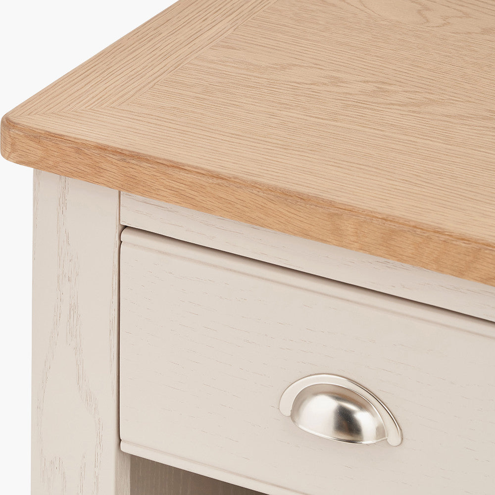 Pacific Lifestyle Fairford Parchment White Pine and Oak Wood 1 Drawer Unit