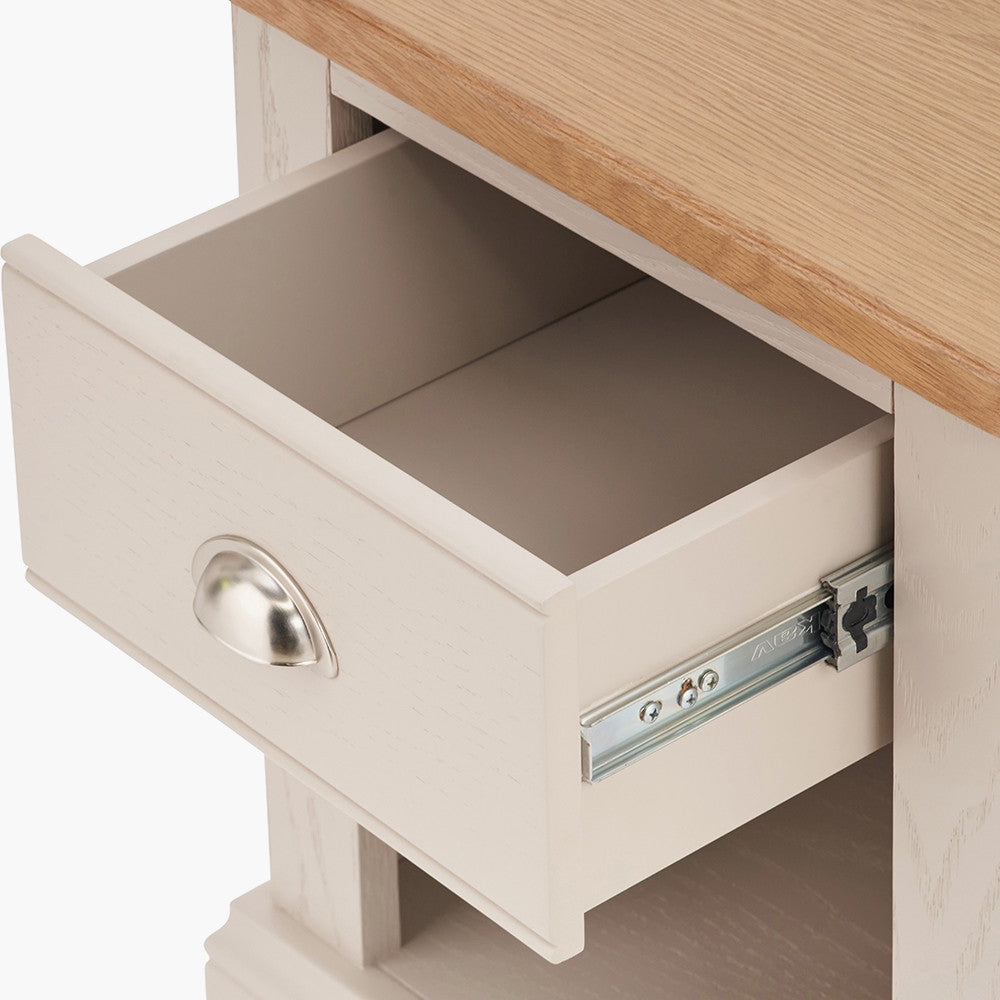 Pacific Lifestyle Fairford Parchment White Pine and Oak Wood 1 Drawer Unit