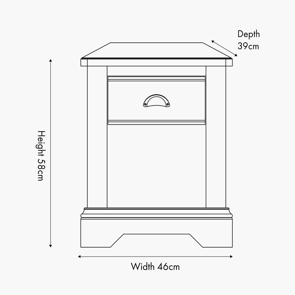 Pacific Lifestyle Fairford Parchment White Pine and Oak Wood 1 Drawer Unit