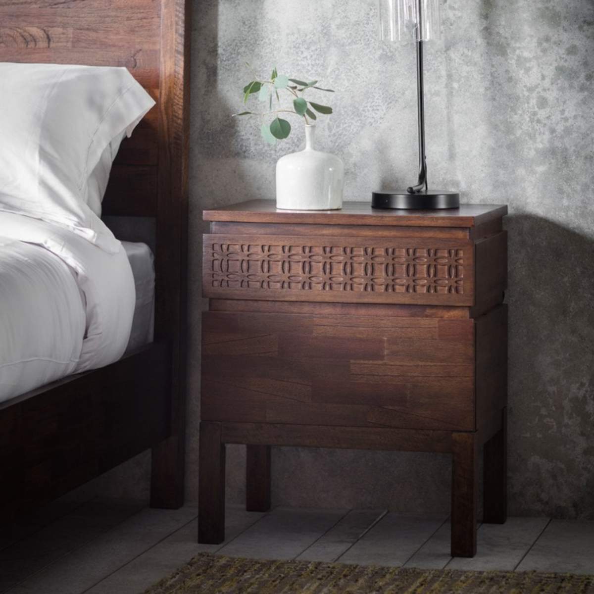 Gallery Direct Boho Retreat Bedside 2 Drawer Chest 500x400x600mm