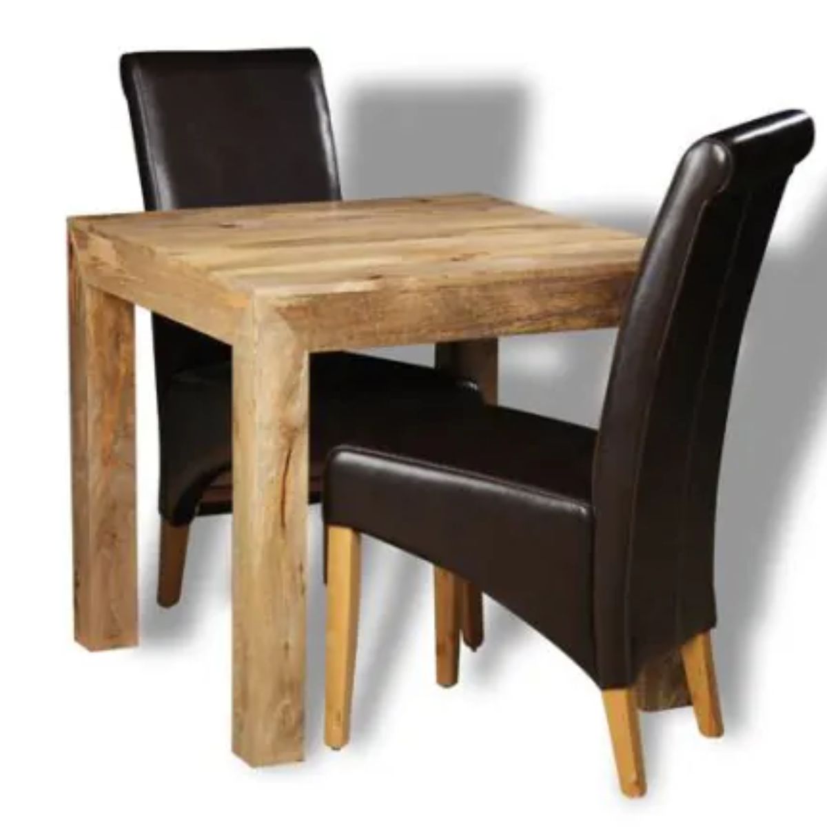 Trade Furniture 80cm Dining Table & 2 Rollback Leather Dining Chairs