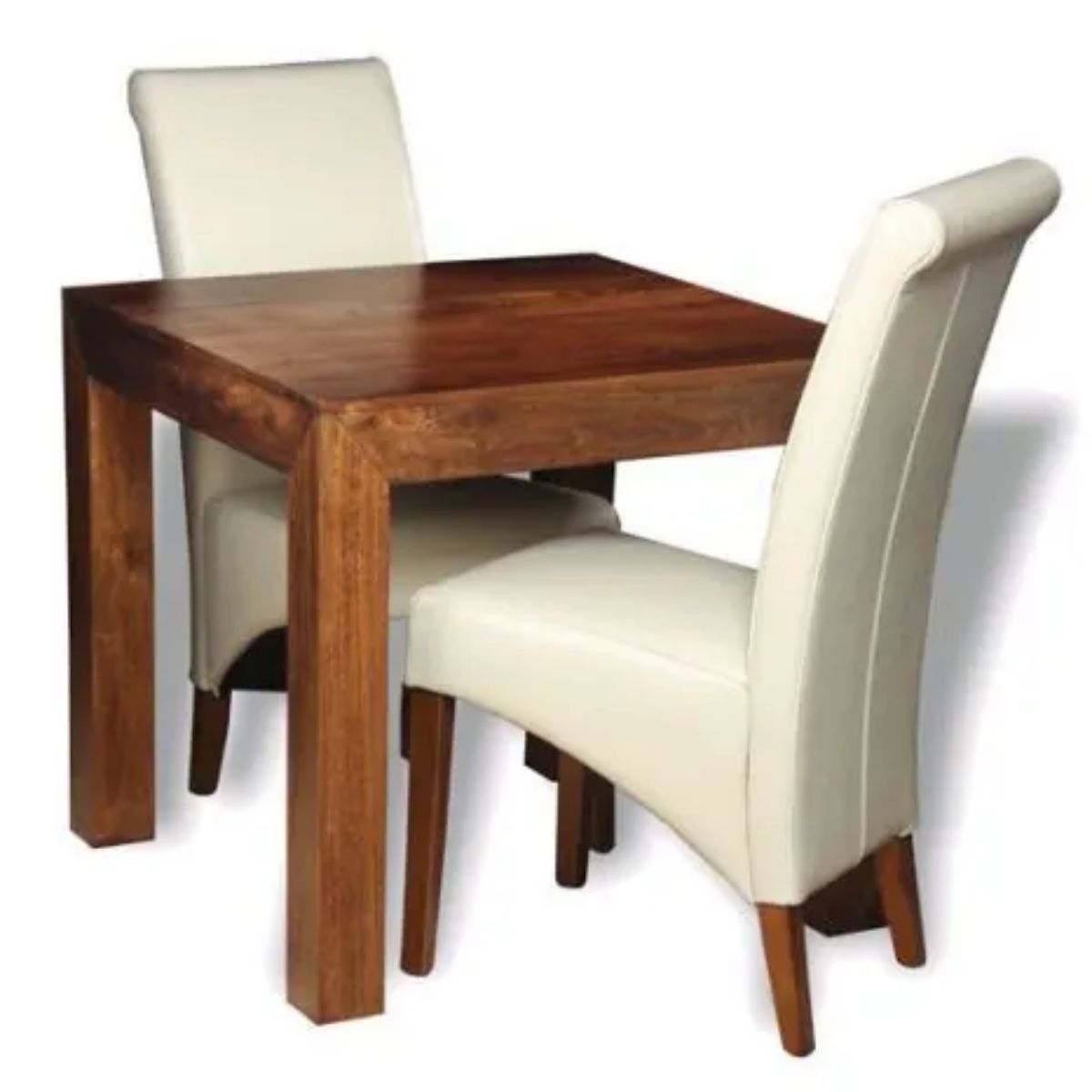 Trade Furniture 80cm Dining Table & 2 Rollback Leather Dining Chairs