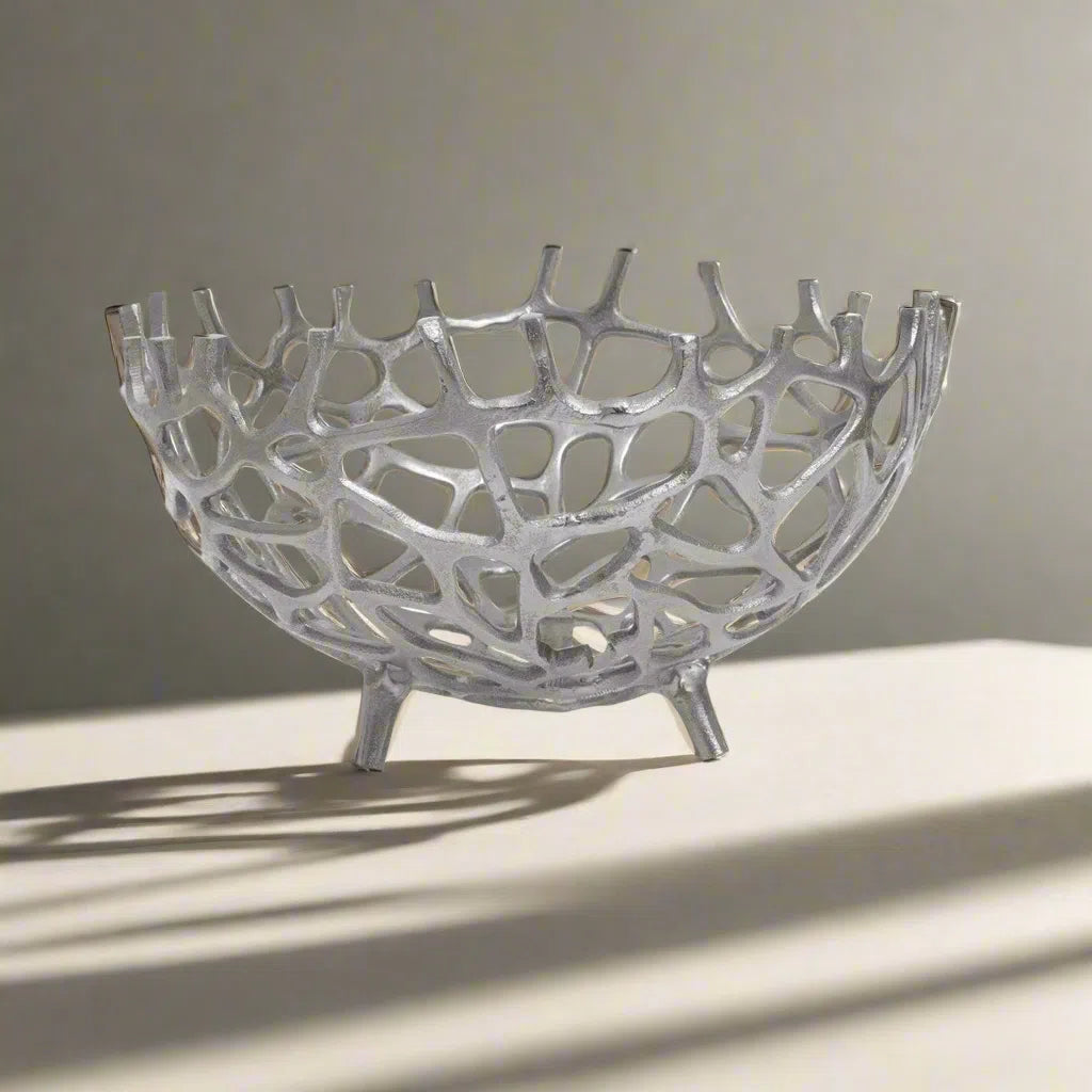 Beaumonde Home Pratz Silver Finish Bowl-Beaumonde