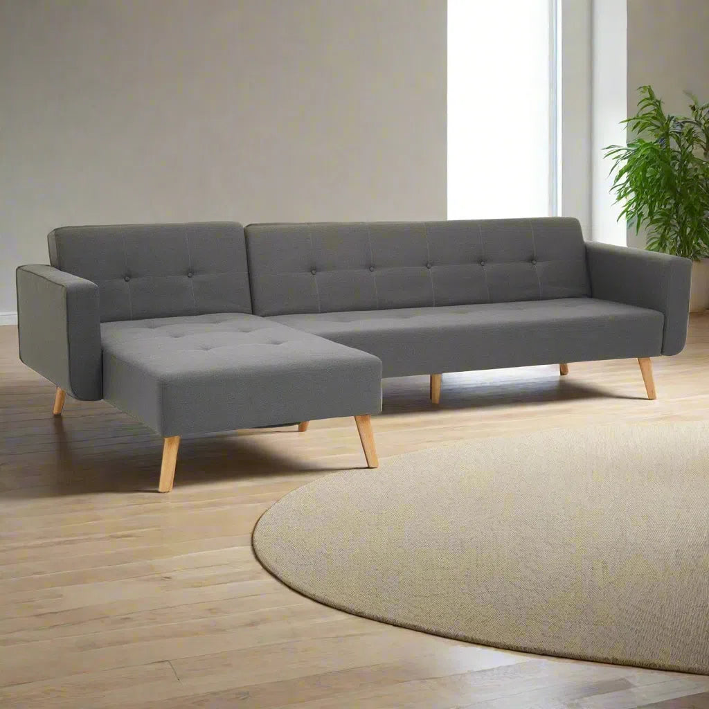 Beaumonde Home Haagen Grey Large Corner Sofa Bed-Beaumonde